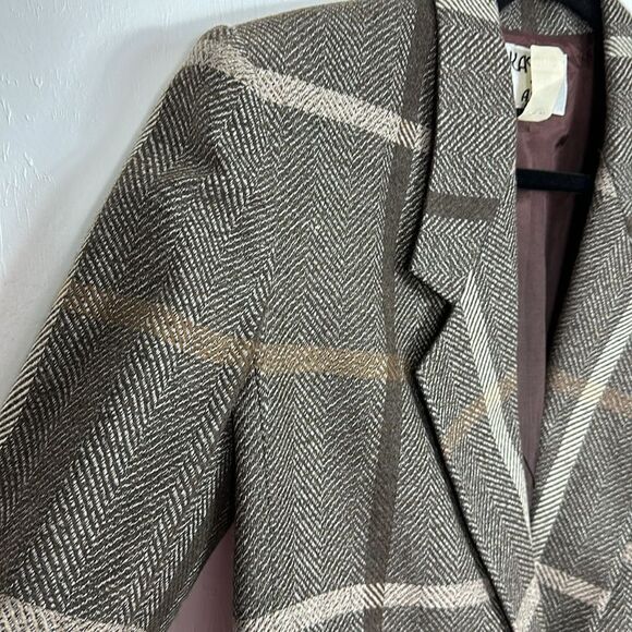 Kasper For A.S.L. Vintage Wool Blend Plaid Single Breasted Blazer Size 10 - Picture 2 of 11
